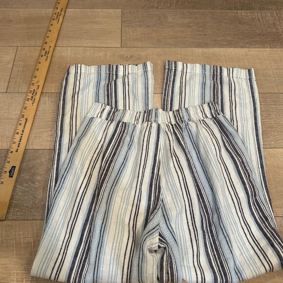 BRIGGS WOMENS BLUE STRIPED LINEN BLEND MEDIUM PULL ON PANTS - Picture 8 of 8
